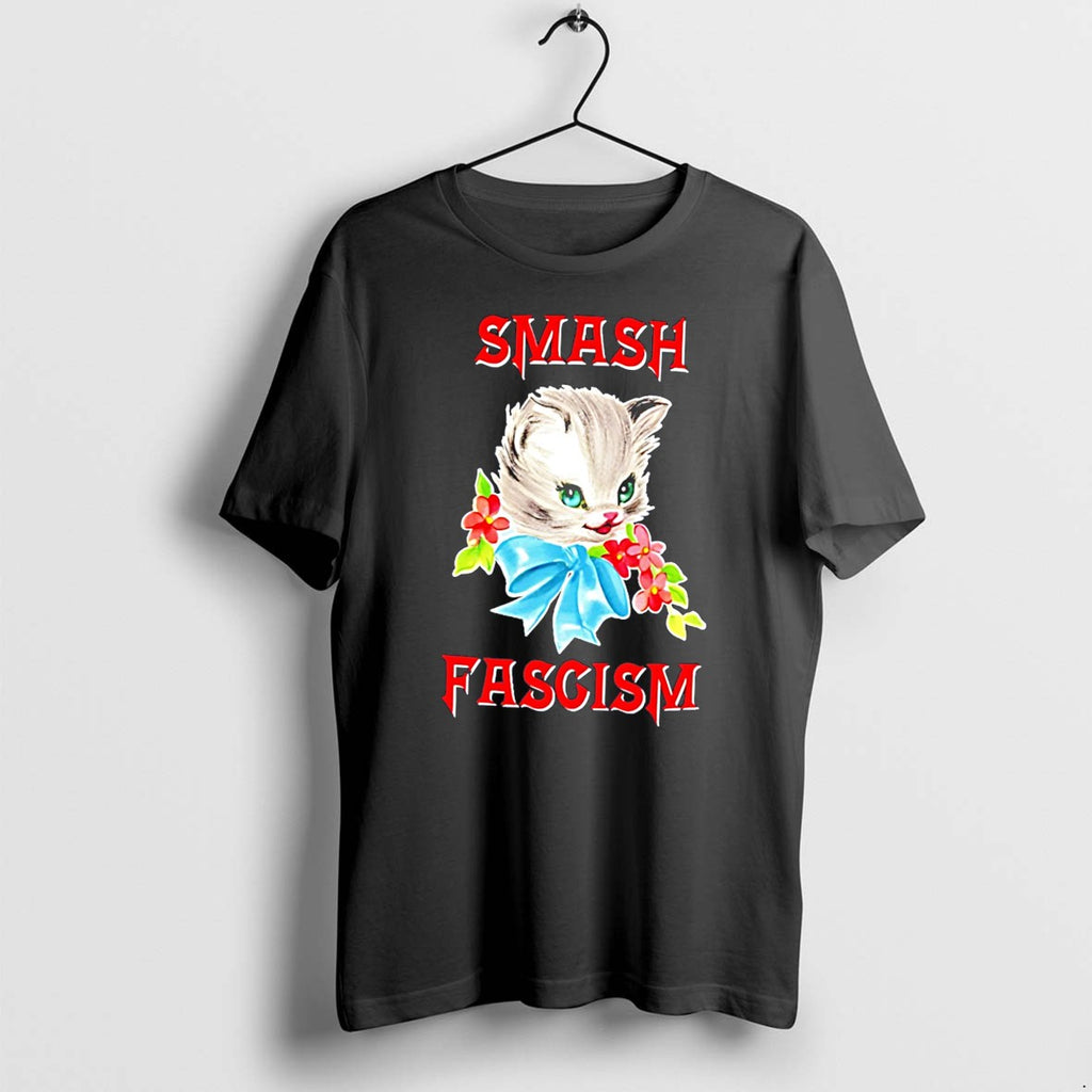 Original Smash Fascism Cute Cat Illustration Vintage Tee Tshirts Jpg