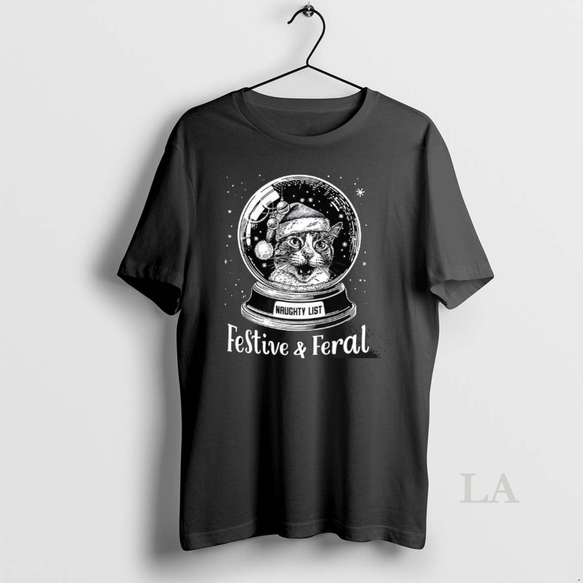 Original Snow Globe Cat Festive And Feral Naughty List Christmas T-Shirts, Hoodie, Sweatshirt | PopFlextees.com