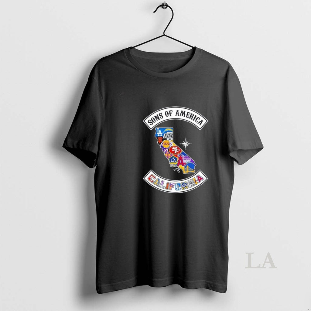 Original Son America California Map Sports Logos Combine T-Shirts, Hoodie, Sweatshirt