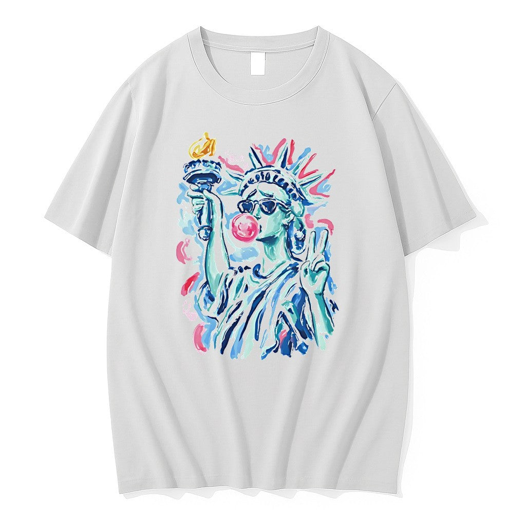Original Statue Of Liberty Blowing Bubble Gum 4th Of July 250th Anniversary Tshirts
