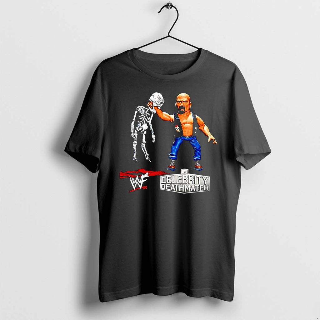 Original Stone Cold Steve Austin Holding Skeleton Wwf Celebrity Deathmatch Black Tshirts