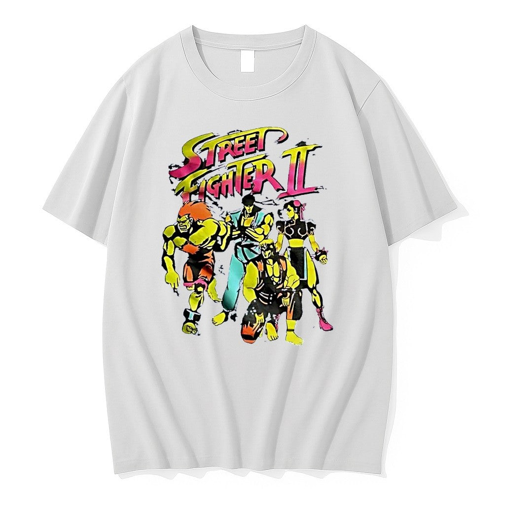 Original Street Fighter Ii Blanka Ryu Chun Li Ken Characters Retro Arcade Game White Tshirts