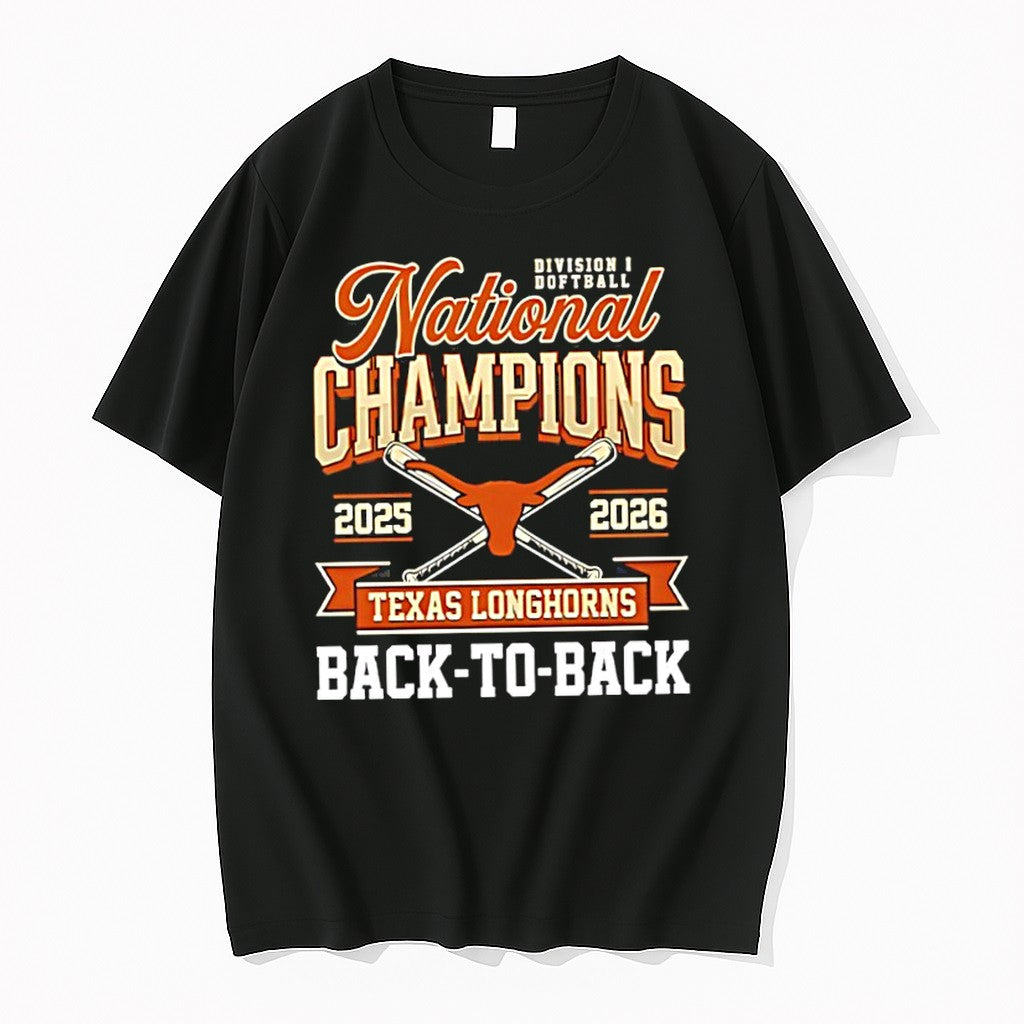 Original Texas Longhorns Division I Softball National Champions 25 26 Back To Back Tshirts
