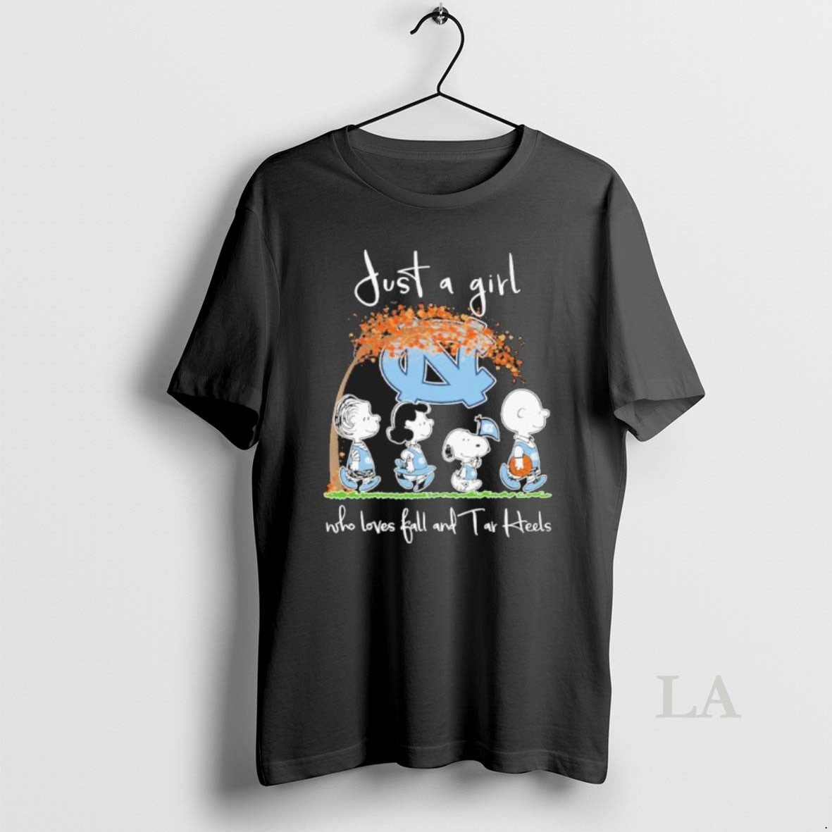 Original The Peanuts Just A Girl Who Loves Fall And Unc Tar Heels Basketball T-Shirts, Hoodie, Sweatshirt | PopFlextees.com