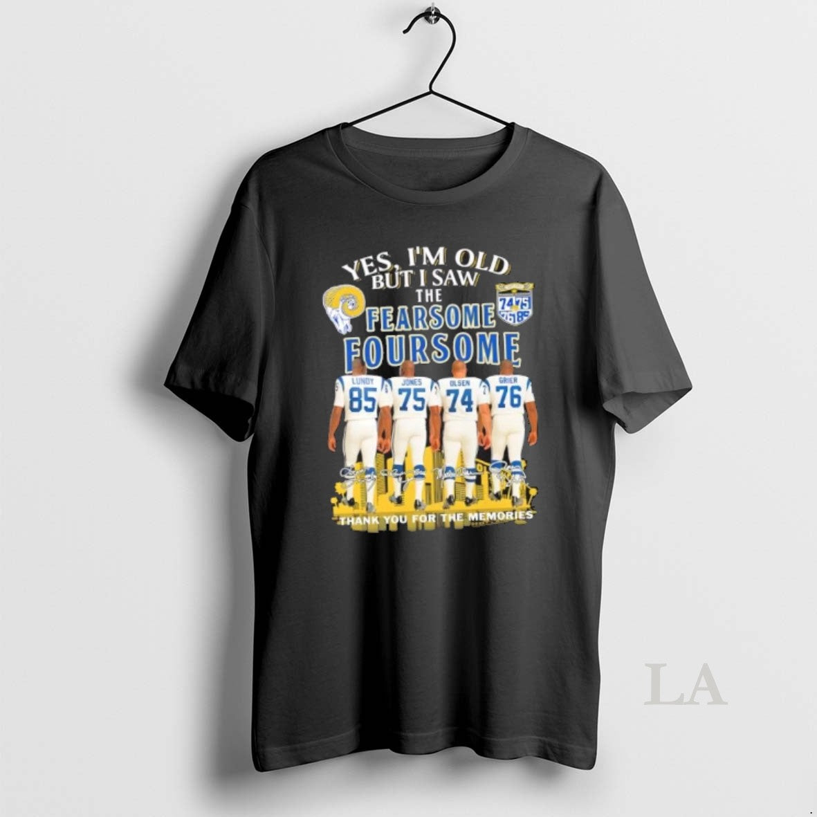 Original Yes Im Old But I Saw The Fearsome Foursome Lundy Jones Olsen Grier Los T-Shirts, Hoodie, Sweatshirt