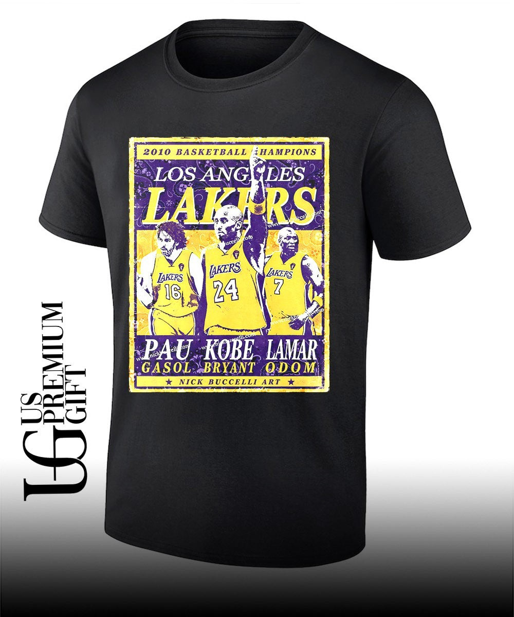 Pau Gasol Kobe Bryant and Lamar Odom Los Angeles Lakers 2010 NBA Champions shirt