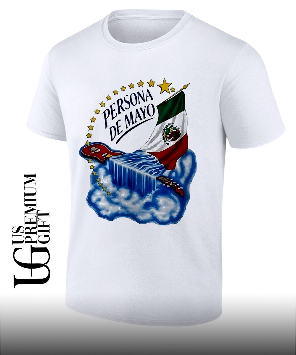 Persona de Mayo Mexican flag Guitar Waterfall Stars shirt