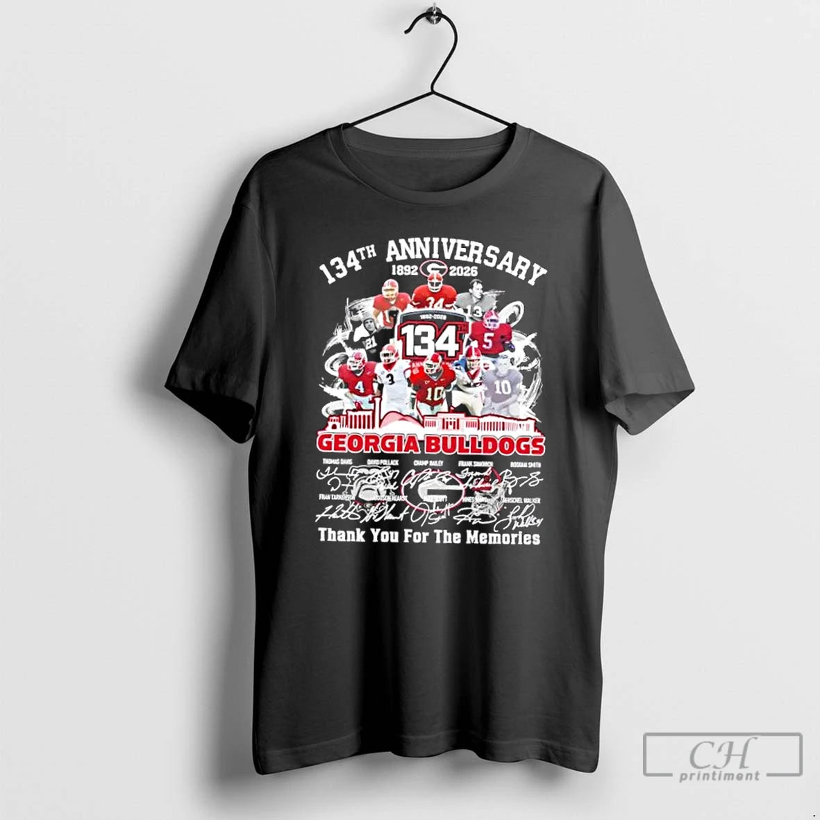 Premium 134th Anniversary 1892 2026 Georgia Bulldogs Thomas Davis And Legends Thank You For The T-Shirts, Hoodie, Sweatshirt