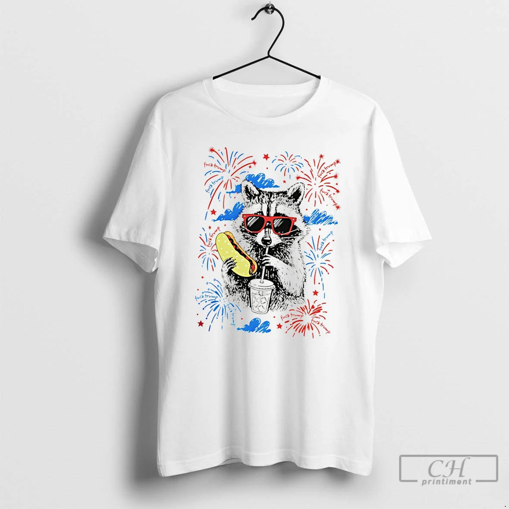 Premium 1dxrkdcp Raccoon With Hot Dog And Drink Firework 4th Of July T Shirts Sweater