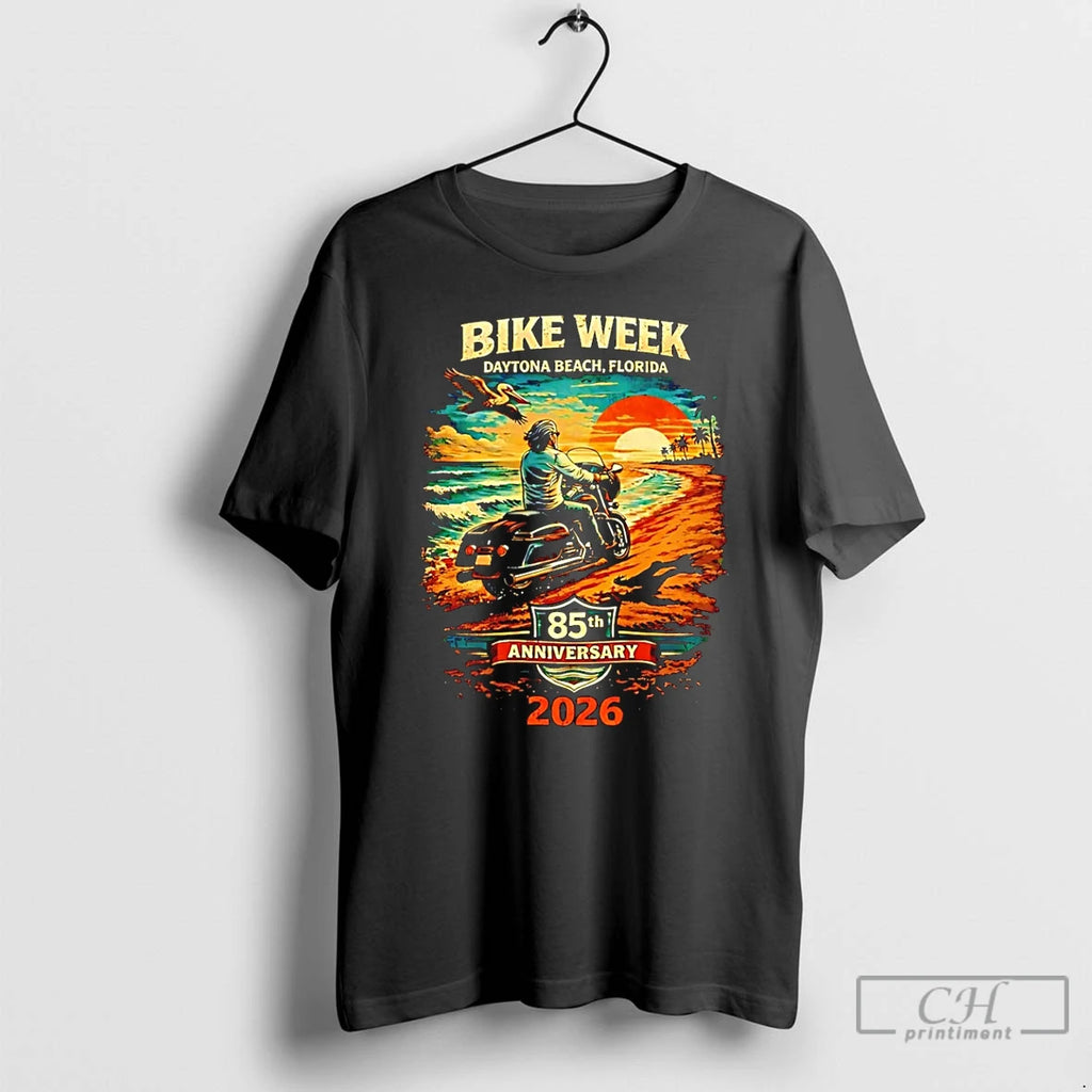 Premium 2026 Daytona Bike Week Sunset Cruiser 85th Anniversary T-Shirts, Hoodie, Sweatshirt | PopFlextees.com