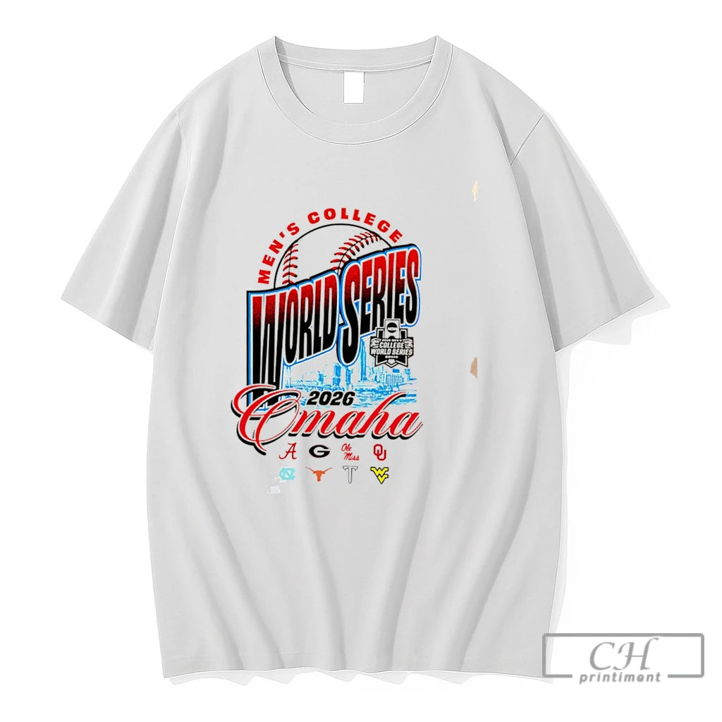 Premium 2026 Mens College World Series 8 Team Logos Tee
