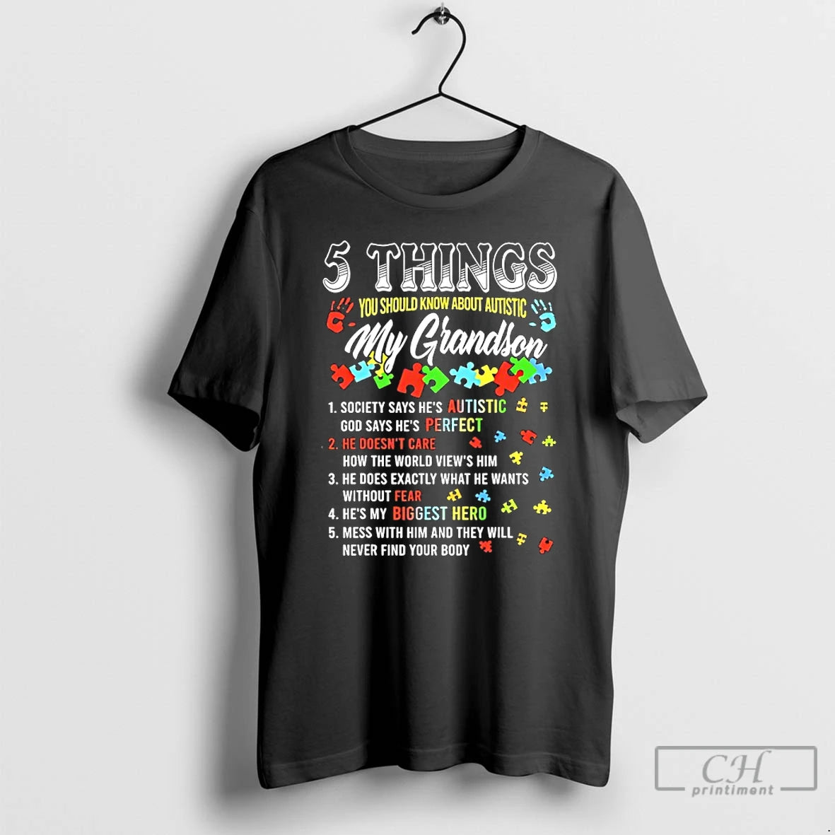 Premium 5 Things You Know About Autistic Grandson Autism Awareness Autism T-Shirts, Hoodie, Sweatshirt | PopFlextees.com