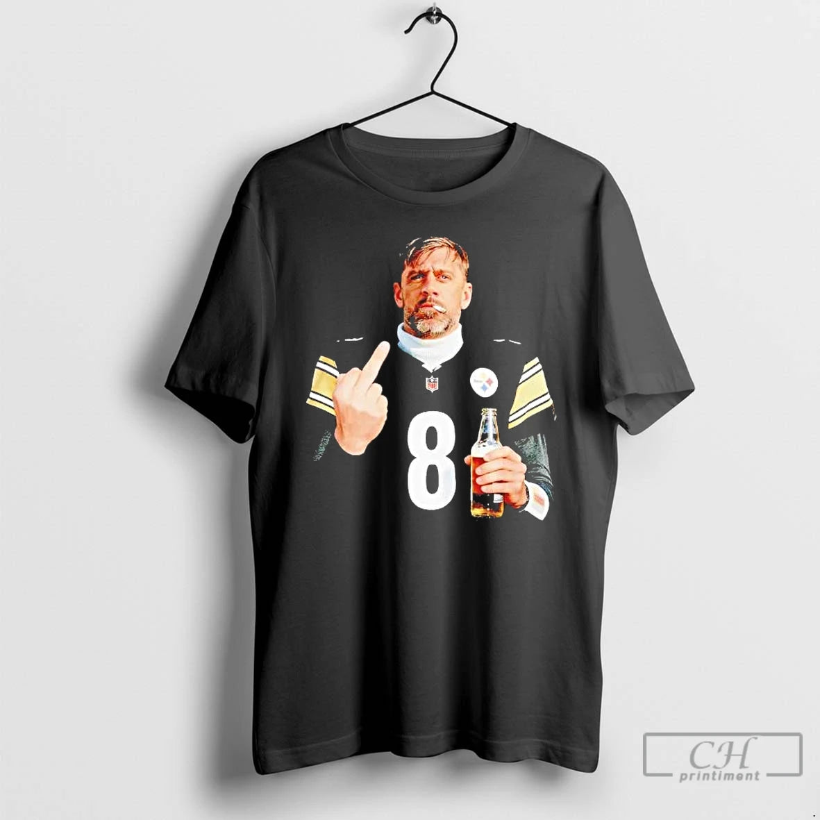 Premium Aaron Rodgers Middle Finger Smoking And Drinking Beer T-Shirts, Hoodie, Sweatshirt | PopFlextees.com