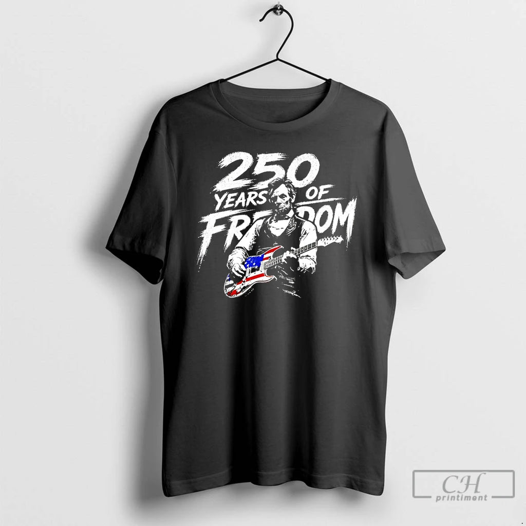 Premium Abraham Lincoln Playing Guitar 250 Years Of Freedom American Flag