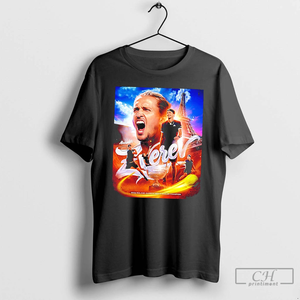 Premium Alexander Zverev 2026 Roland Garros Mens Singles Champion Tee