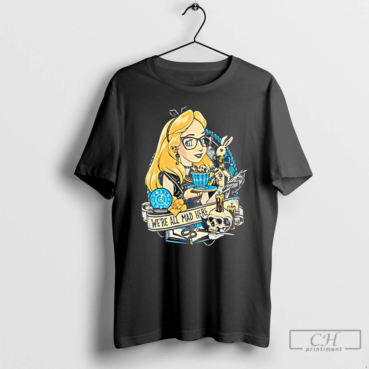 Premium Alice Were All Mad Here Cartoon T-Shirts, Hoodie, Sweatshirt | PopFlextees.com