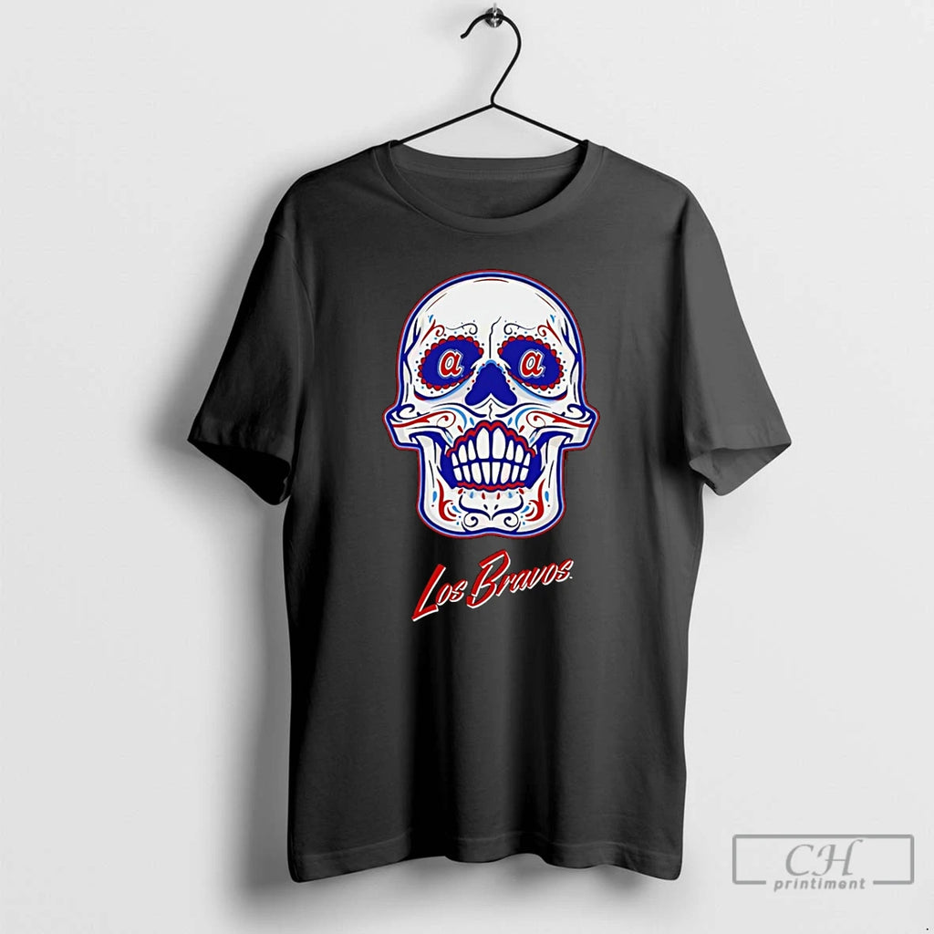 Premium Atlanta Braves Los Bravos Sugar Skull Boxy T-Shirts, Hoodie, Sweatshirt | PopFlextees.com