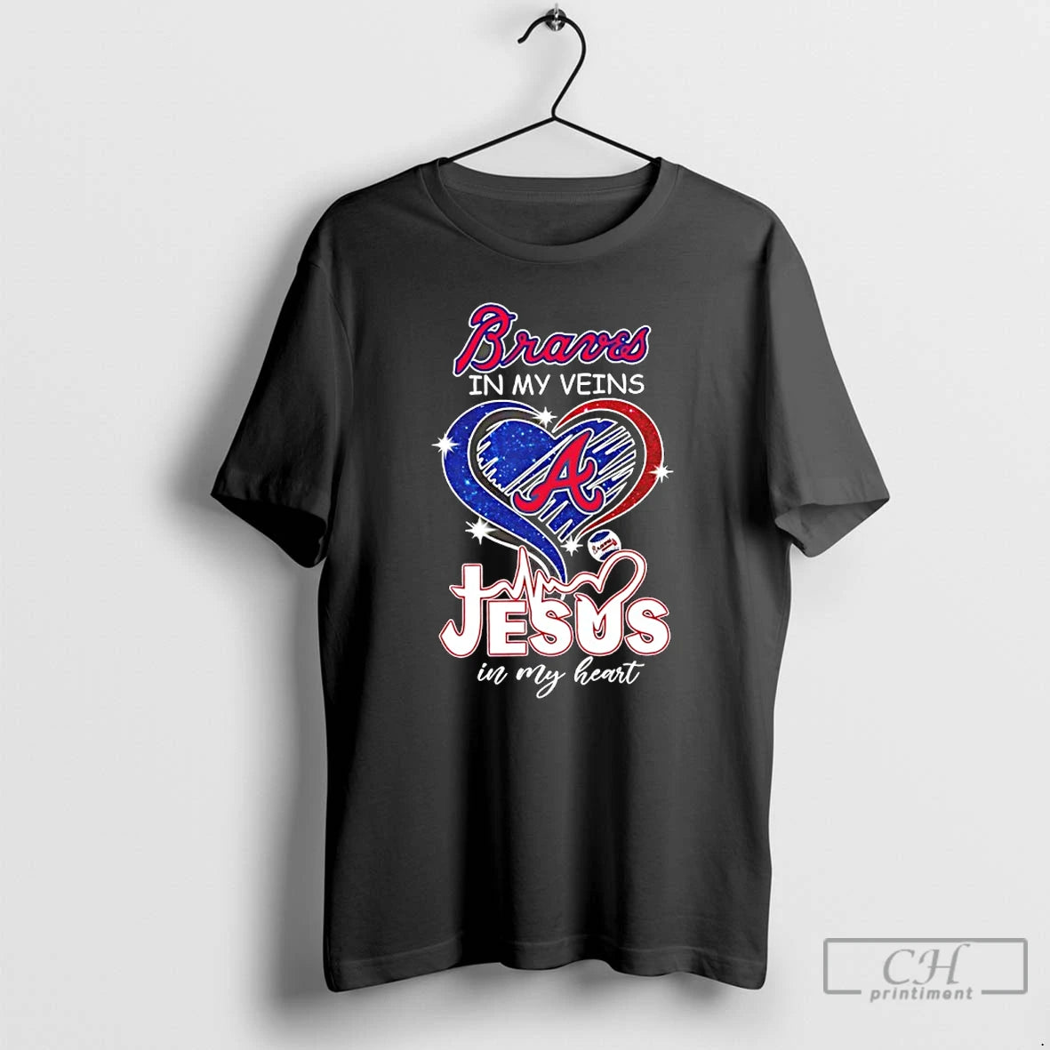 Premium Atlanta Braves In My Veins Jesus In My Heart T-Shirts, Hoodie, Sweatshirt | PopFlextees.com