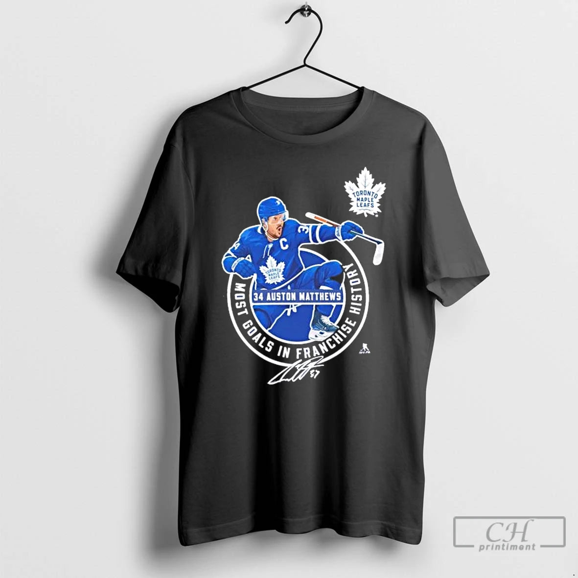 Premium Auston Matthews 34 Most Goals In Franchise History T-Shirts, Hoodie, Sweatshirt | PopFlextees.com