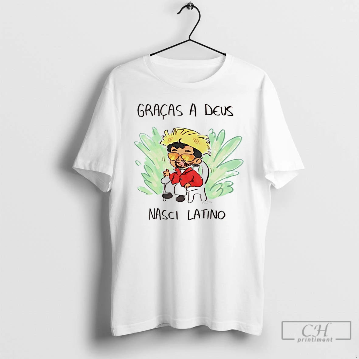 Premium Bad Bunny Gracas A Deus Nasci Latino Art T-Shirts, Hoodie, Sweatshirt | PopFlextees.com