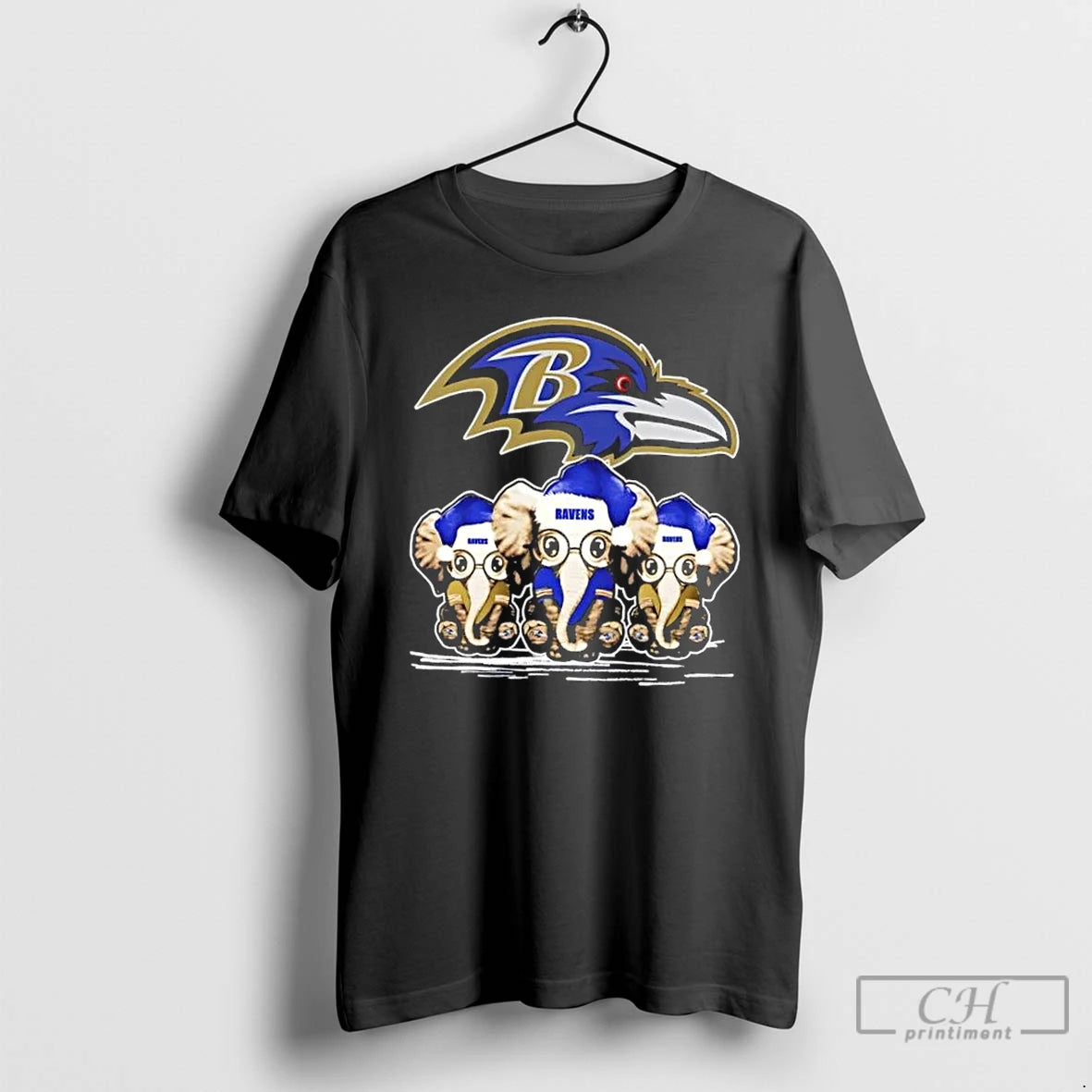 Premium Baltimore Ravens X Elephants Santa Hat Merry Christmas T-Shirts, Hoodie, Sweatshirt | PopFlextees.com