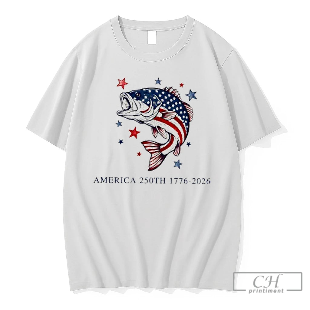 Premium Bass Fish American Flag Patriotic America 250th 1776 2026