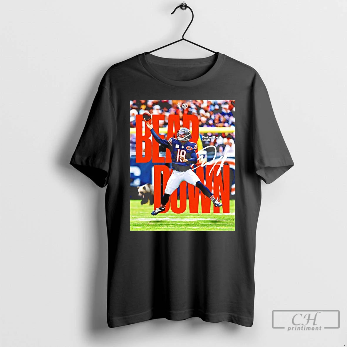 Premium Bear Down Caleb Williams Divisional Round 2026 Signature T-Shirts, Hoodie, Sweatshirt | PopFlextees.com