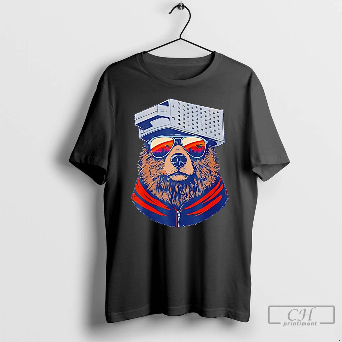 Premium Bear With Cheese Grater Hat And Sunglasses Sunset T-Shirts, Hoodie, Sweatshirt | PopFlextees.com