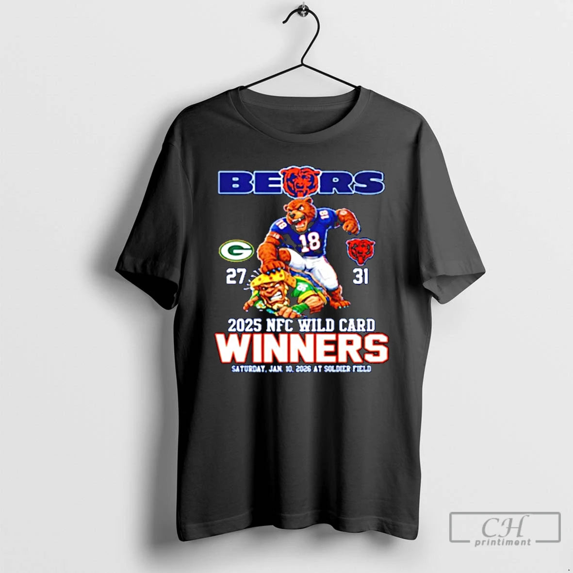 Premium Bears 2025 Nfc Wild Card Winners Mascot T-Shirts, Hoodie, Sweatshirt | PopFlextees.com
