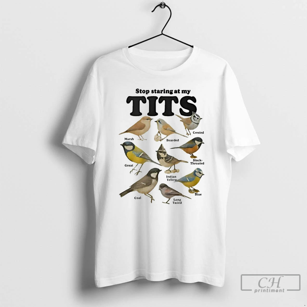 Premium Birds Stop Staring At My Tits T-Shirts, Hoodie, Sweatshirt | PopFlextees.com