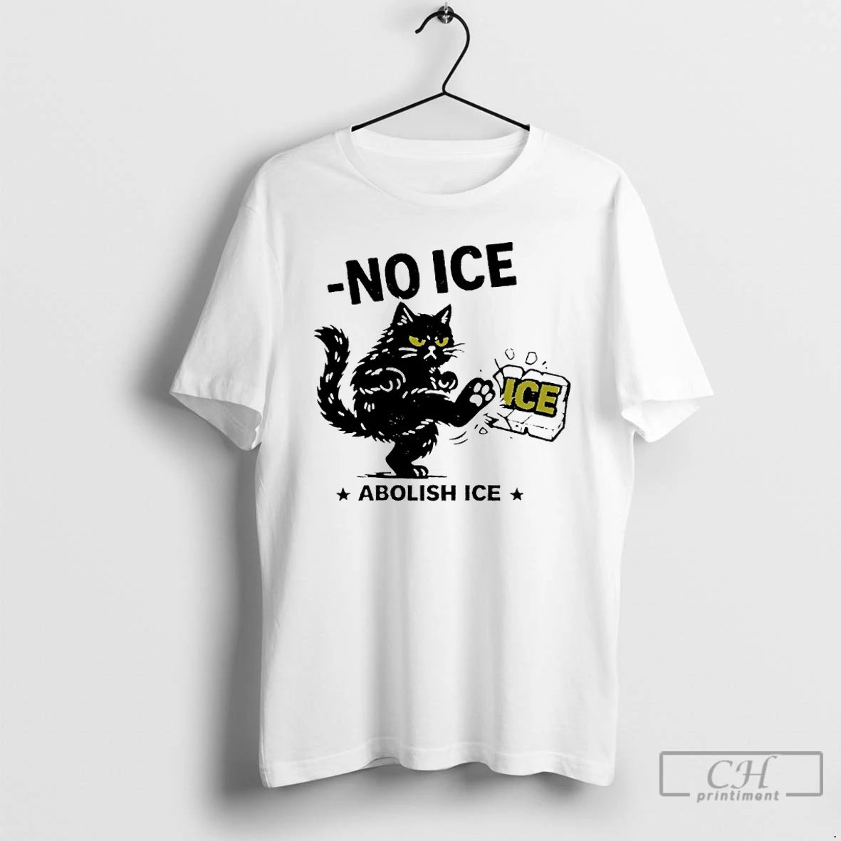 Premium Black Cat No Ice Abolish Ice T-Shirts, Hoodie, Sweatshirt | PopFlextees.com