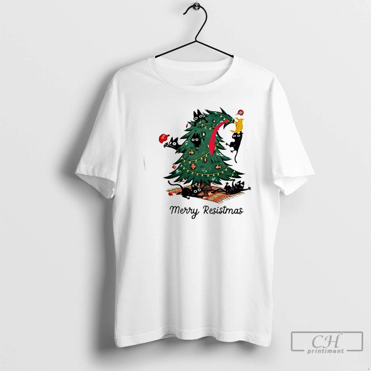 Premium Black Cats Fdt Merry Resistmas Christmas Tree T-Shirts, Hoodie, Sweatshirt | PopFlextees.com