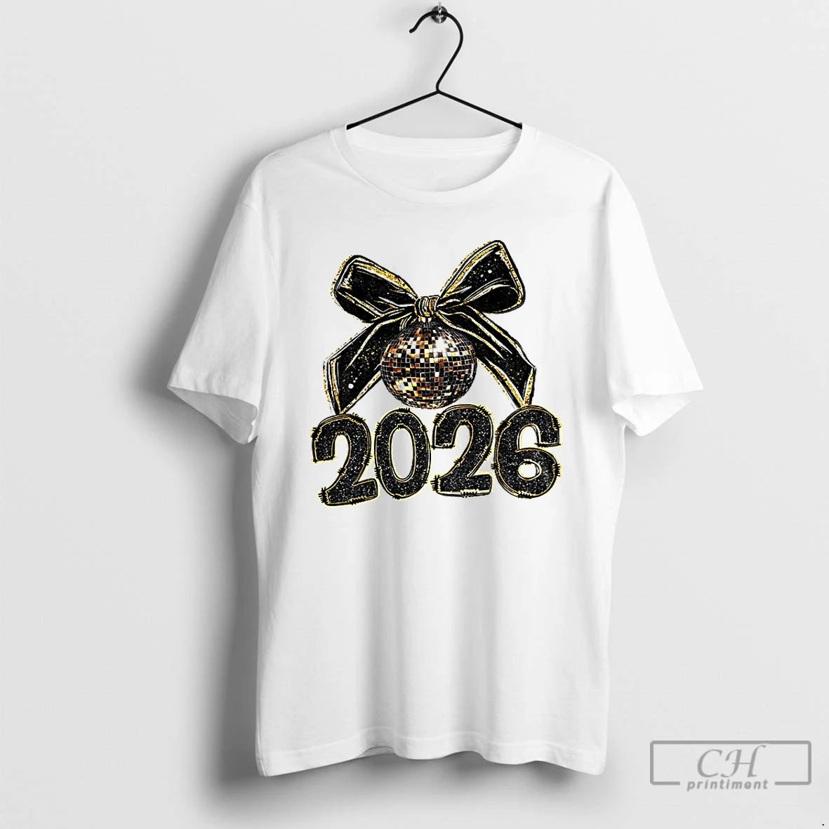 Premium Black And Gold Sequins Glitter Faux Sparkly Happy New Year 2026 T Shirts Sweater Hoodie, Sweatshirt | PopFlextees.com