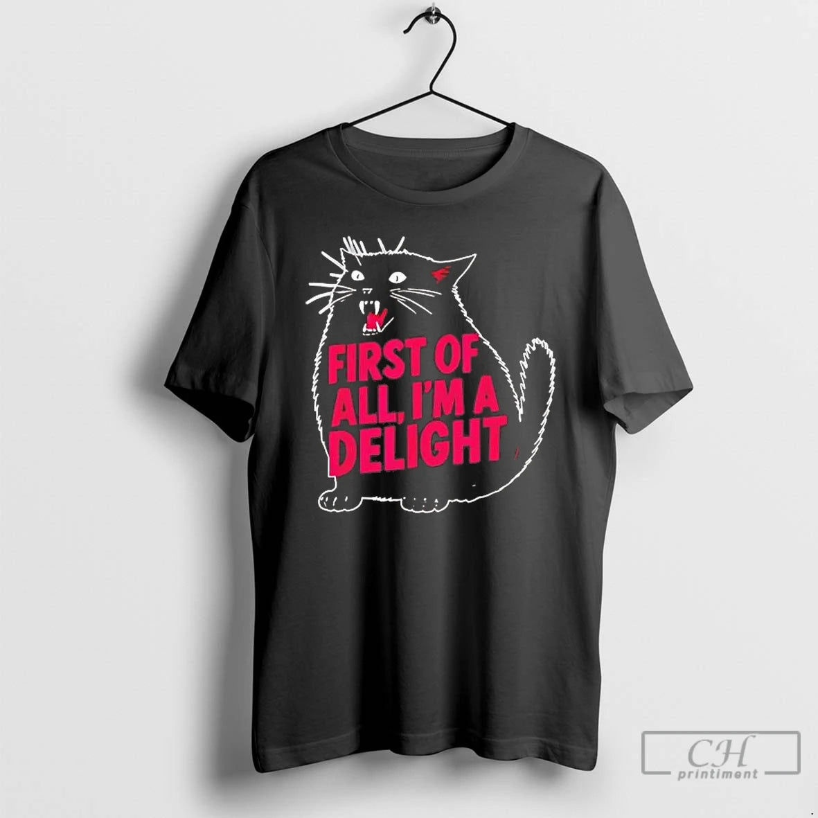 Premium Black Cat First Of All Im A Delight T-Shirts, Hoodie, Sweatshirt | PopFlextees.com