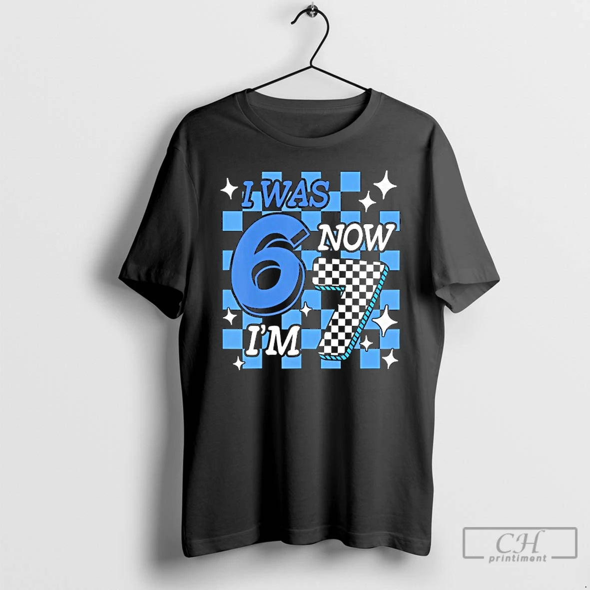 Premium Blue Checkered Birthday Boy I Was 6 Now Im 7 T-Shirts, Hoodie, Sweatshirt | PopFlextees.com