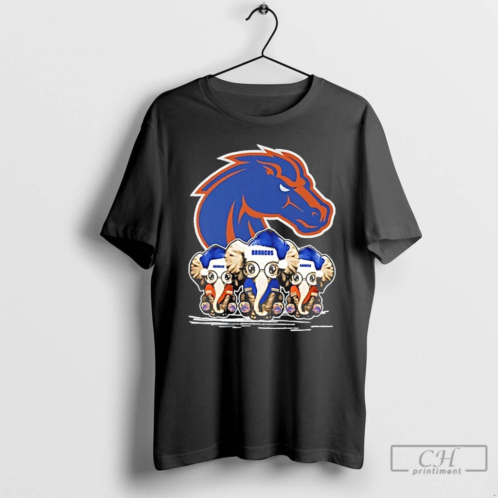 Premium Boise State Broncos X Elephants Santa Hat Merry Christmas T-Shirts, Hoodie, Sweatshirt | PopFlextees.com
