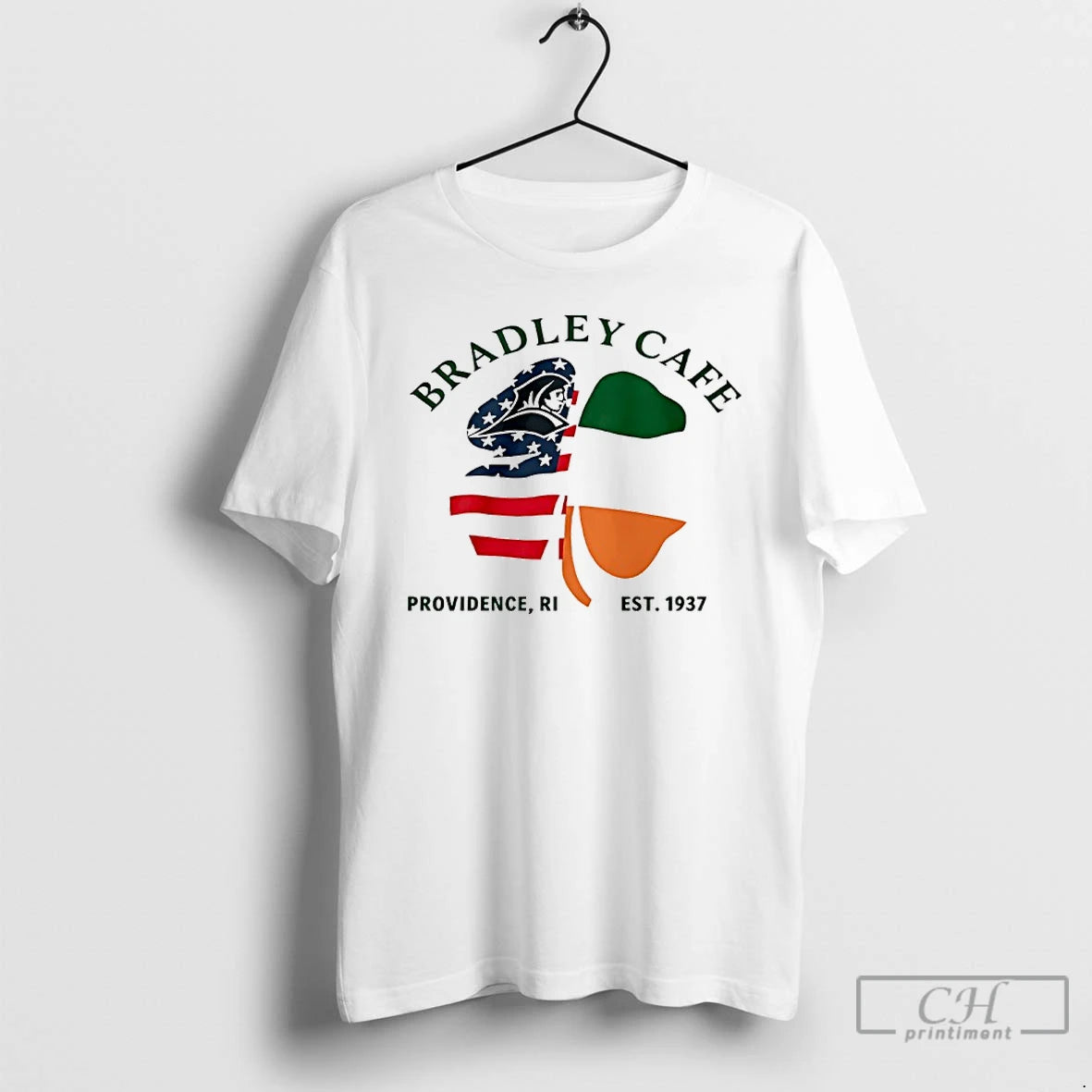Premium Bradley Cafe Providence Ri Est 1937 Shamrock Usa Ireland Flag T-Shirts, Hoodie, Sweatshirt | PopFlextees.com