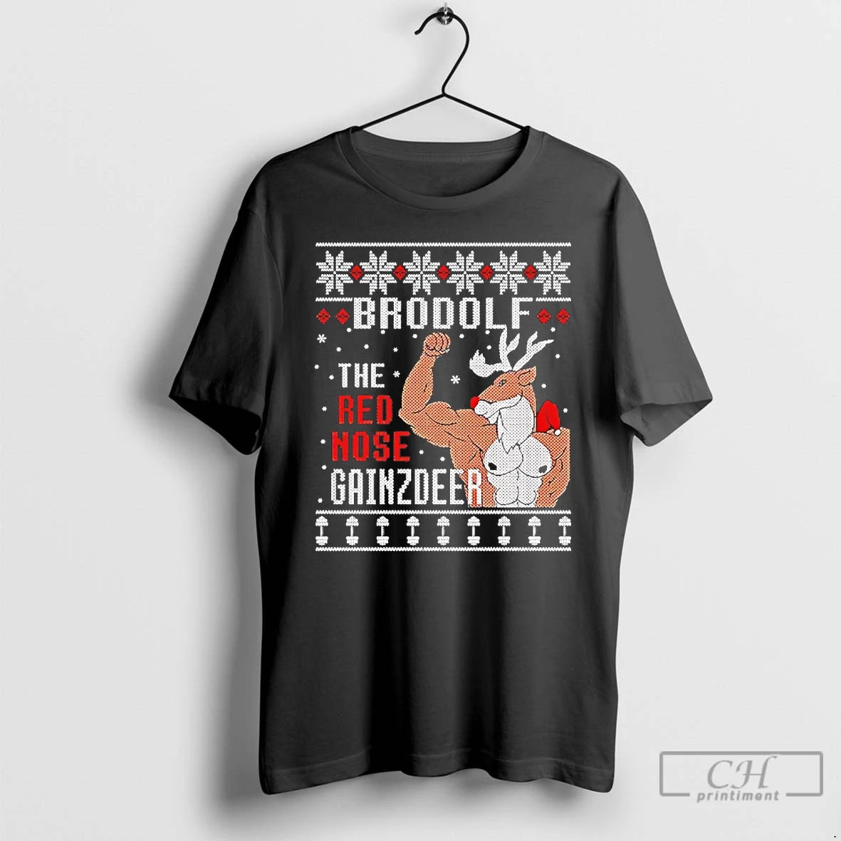 Premium Brodolf The Red Nose Gainzdeer Christmas T-Shirts, Hoodie, Sweatshirt | PopFlextees.com