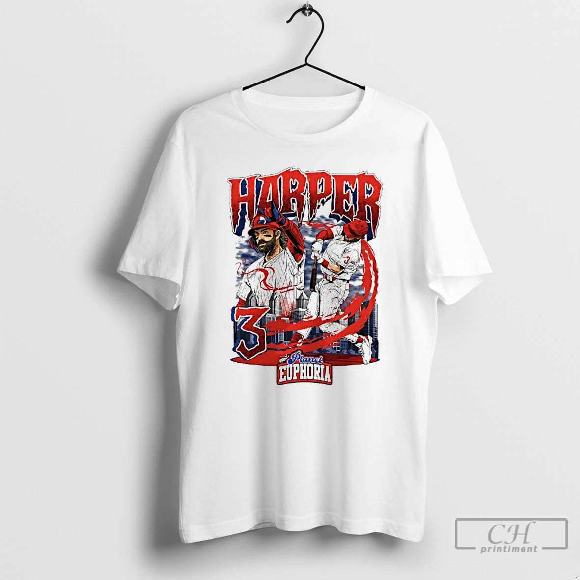 Premium Bryce Harper Philadelphia Phillies Player Swing City Skyline T-Shirts, Hoodie, Sweatshirt | PopFlextees.com