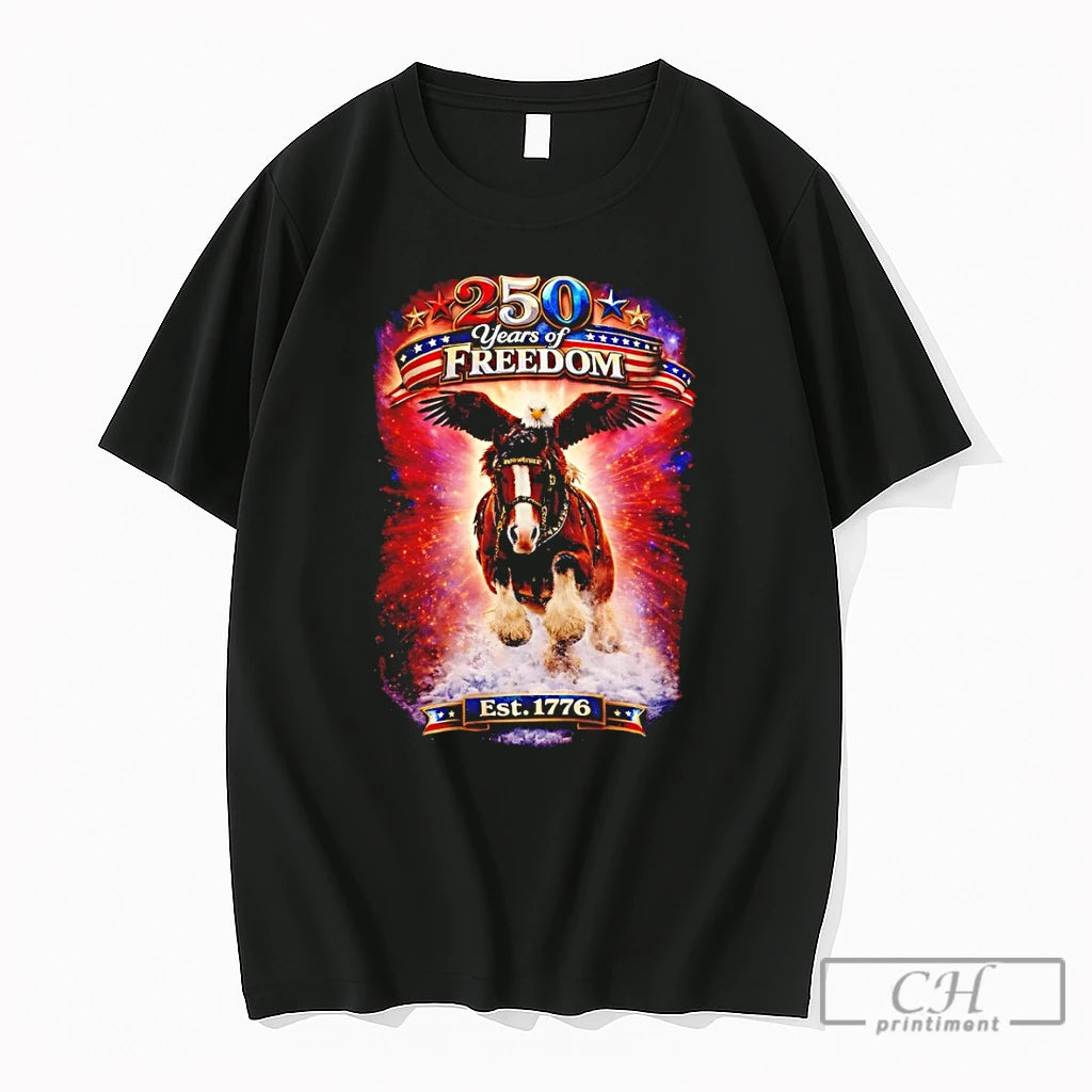 Premium Budweiser Horse Eagle 250 Years Of Freedom Est 1776 American Patriotic T Shirts Sweater