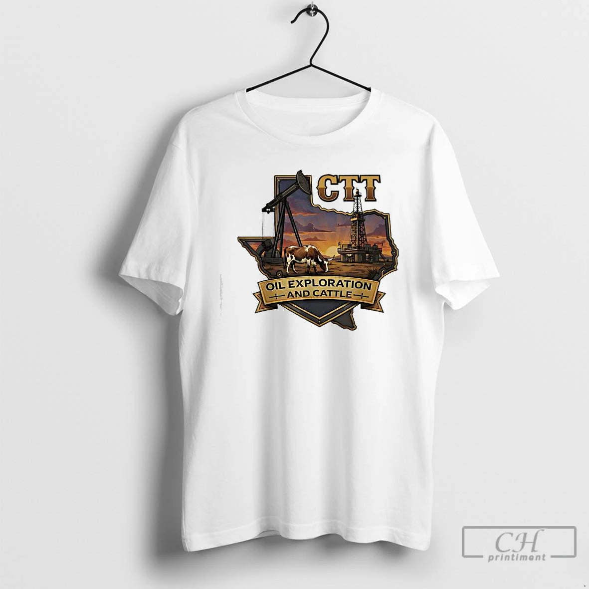 Premium Ctt Oil Exploration Cattle Company Texas Retro T-Shirts, Hoodie, Sweatshirt | PopFlextees.com