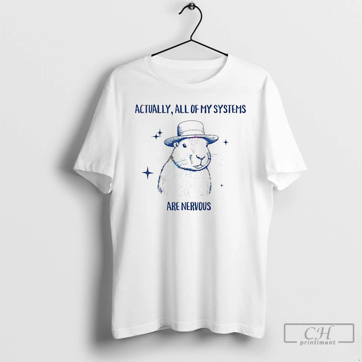 Premium Capybara Actually All Of My Systems Are Nervous T-Shirts, Hoodie, Sweatshirt | PopFlextees.com