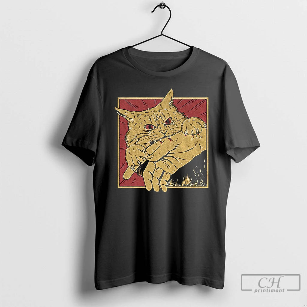 Premium Cat Bite Japanese Horror Anime Meme T-Shirts, Hoodie, Sweatshirt | PopFlextees.com