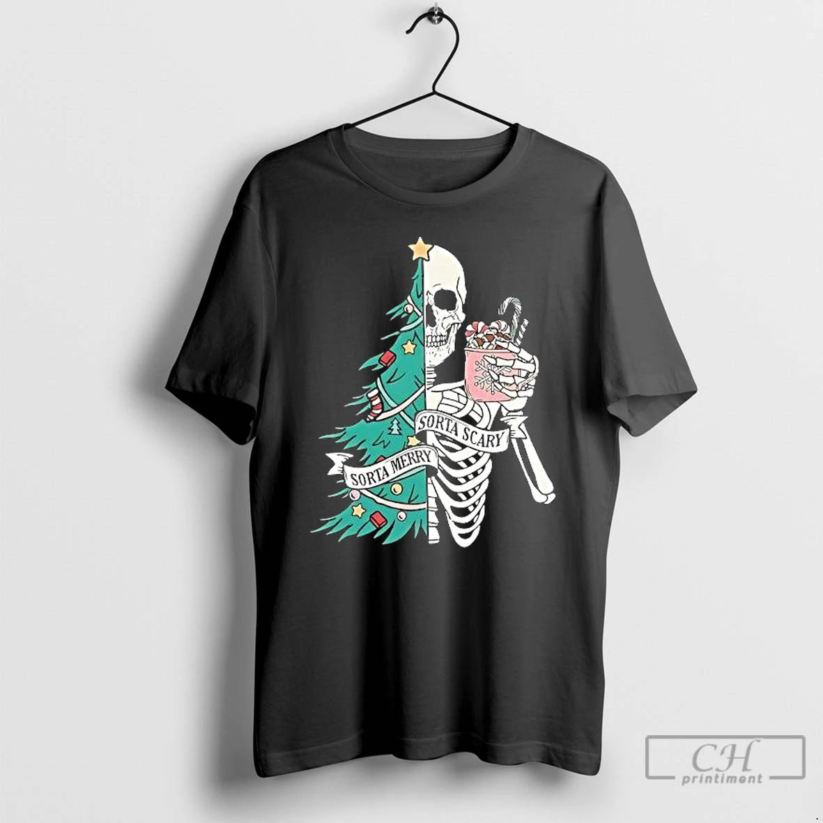 Premium Christmas Sorta Merry Sorta Scary Skeleton Xmas T-Shirts, Hoodie, Sweatshirt | PopFlextees.com