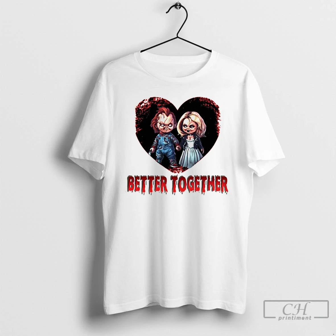 Premium Chucky And Bride Couple Honey Moon Horror Movie Character Better Together T Shirts Sweater Hoodie, Sweatshirt