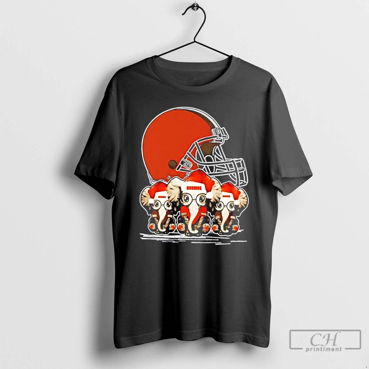 Premium Cleveland Browns X Elephants Santa Hat Merry Christmas T-Shirts, Hoodie, Sweatshirt | PopFlextees.com