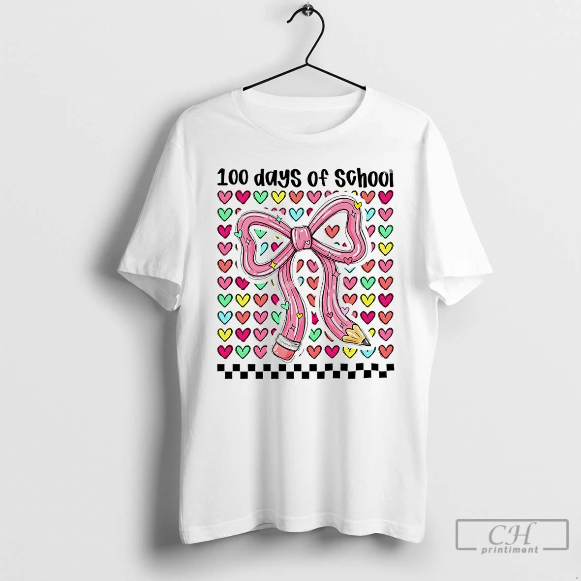 Premium Coquette Bow Pencil 100 Days Of School Valentines Day T-Shirts, Hoodie, Sweatshirt | PopFlextees.com