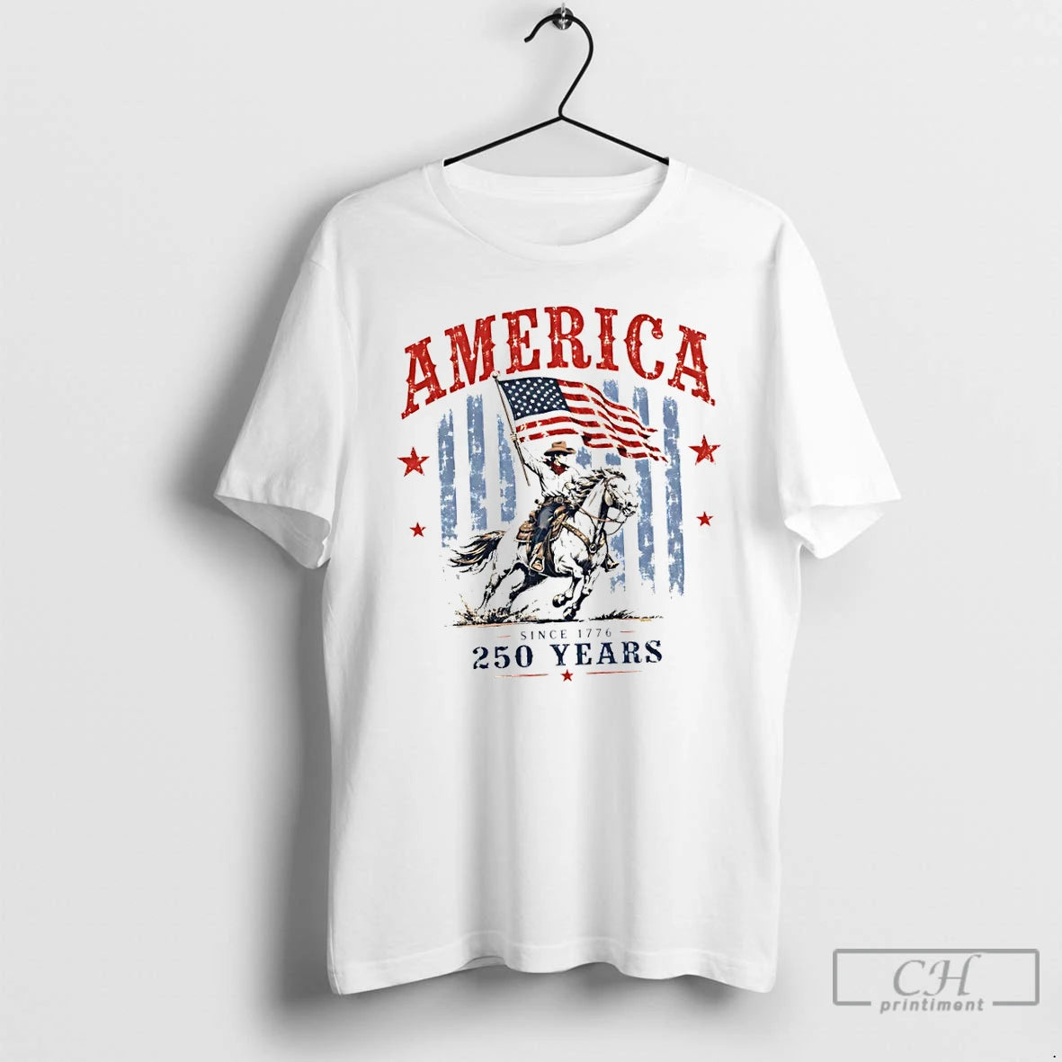 Premium Cowboy Horse Rider United States Flag Apparel America Since 1776 250 Years T Shirts