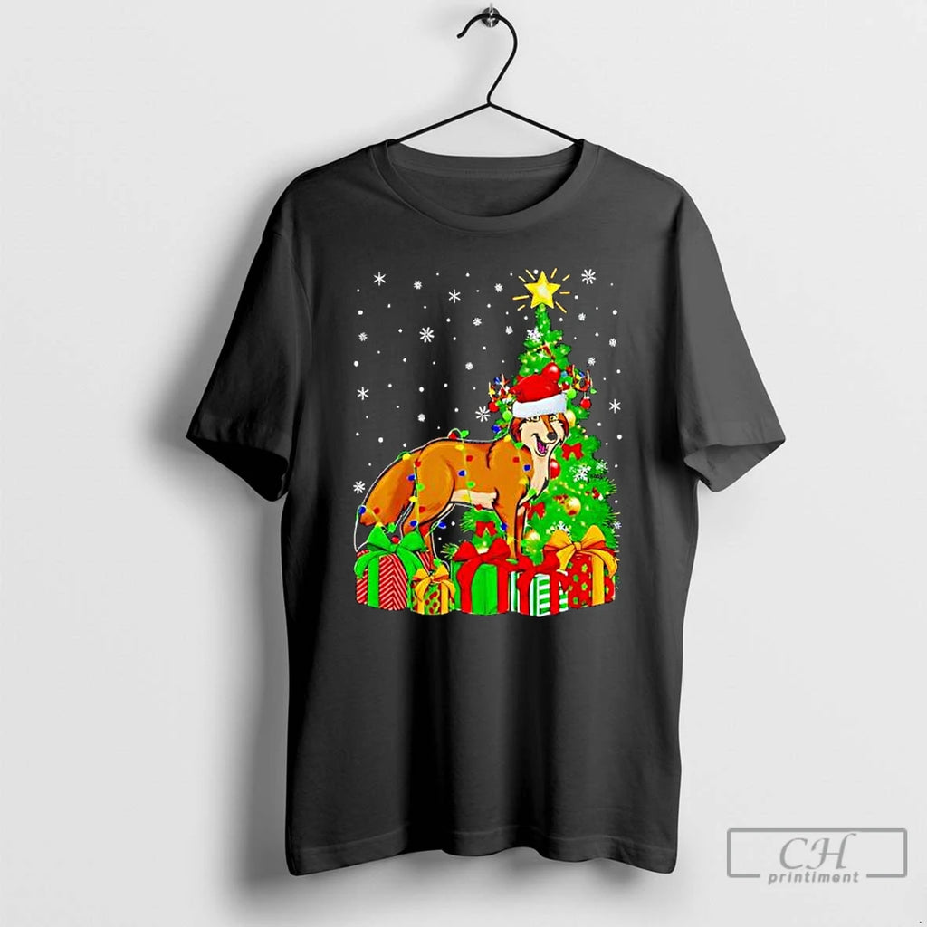 Premium Coyote Xmas Holiday Santa Coyote Christmas Tree T-Shirts, Hoodie, Sweatshirt | PopFlextees.com