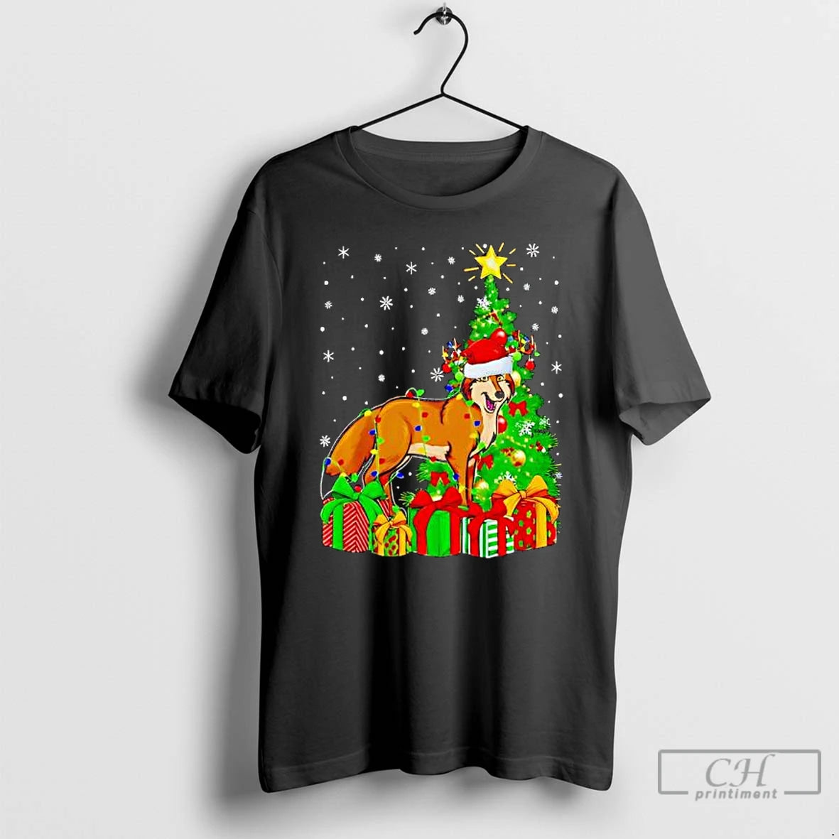 Premium Coyote Xmas Holiday Santa Coyote Christmas Tree T-Shirts, Hoodie, Sweatshirt | PopFlextees.com